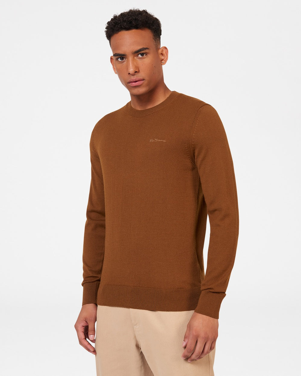 Knitwear Ben Sherman Signature Merino Crewneck Marron | UUL-99595851